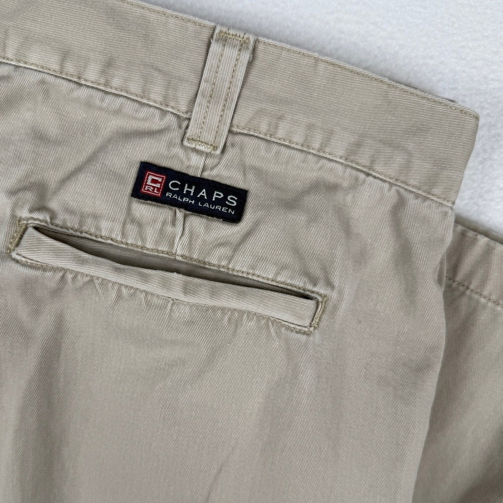 Vtg Chaps Ralph Lauren Cargo Pants Mens 38x34 Tan Cotton Straight Leg Utility